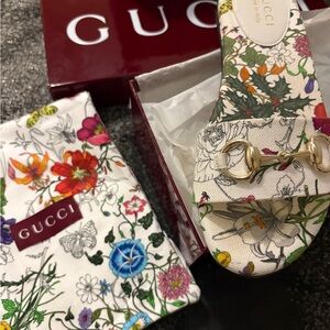 Gucci Multicolor Floral Slides with Gold Detail